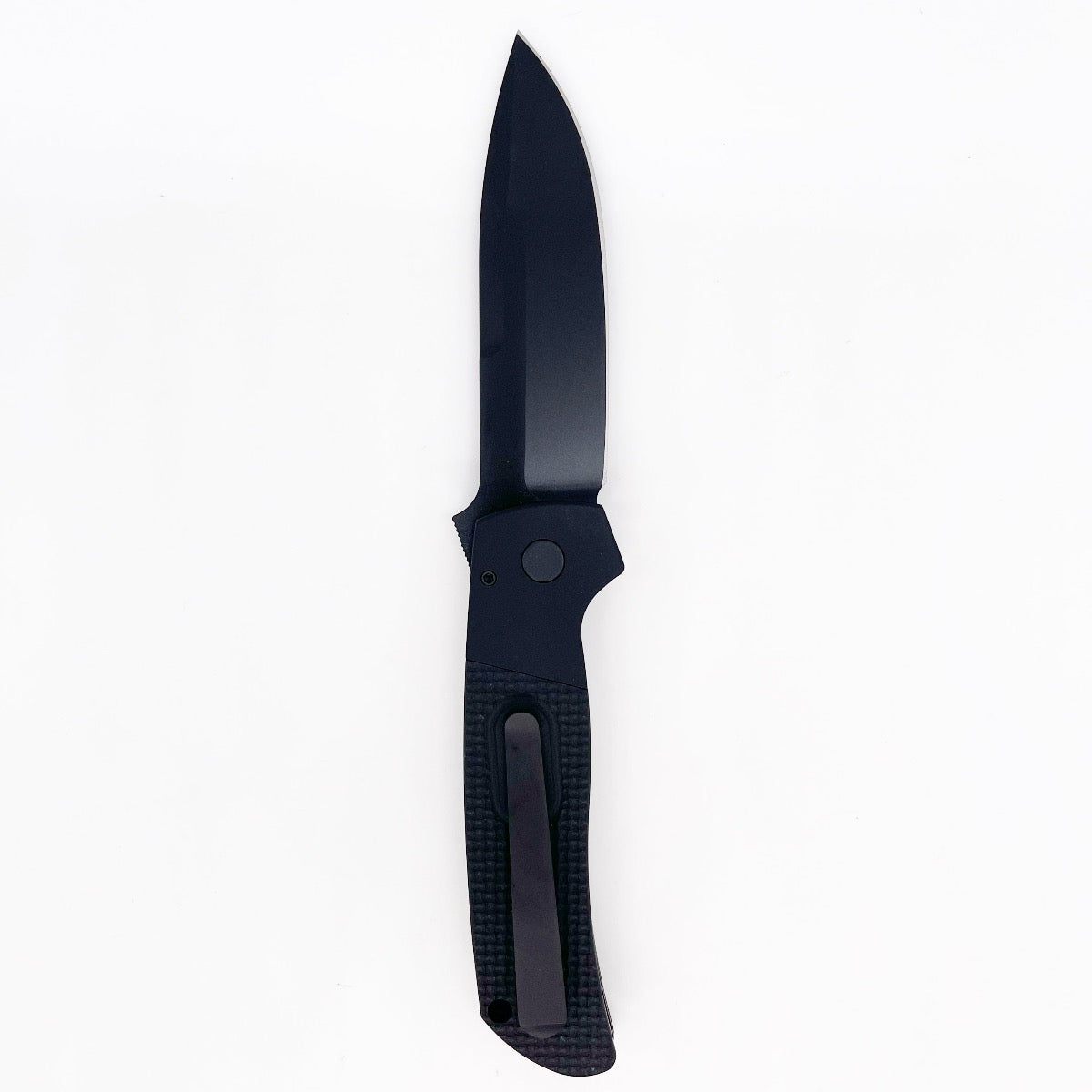 Pro-Tech Terzuola Operator ATCF Auto Folding Knife Textured Black Aluminum Handle Tritium Button DLC Blade Magnacut Blade
