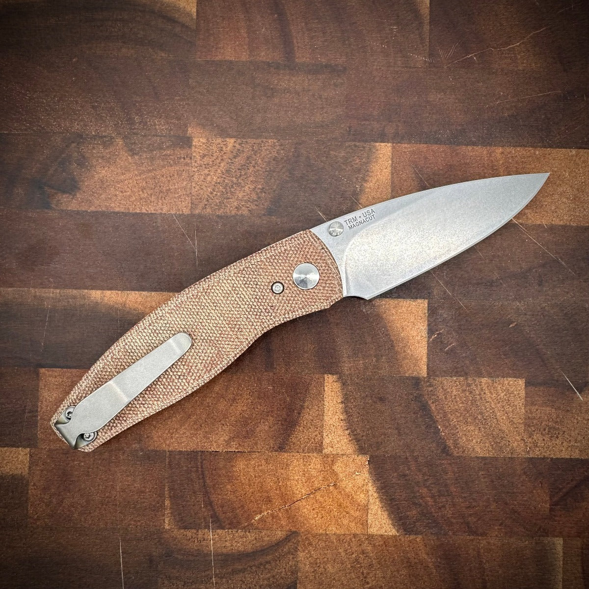 Three Rivers Mfg Neutron 2 Natural Micarta Flat Scales Magnacut Steel
