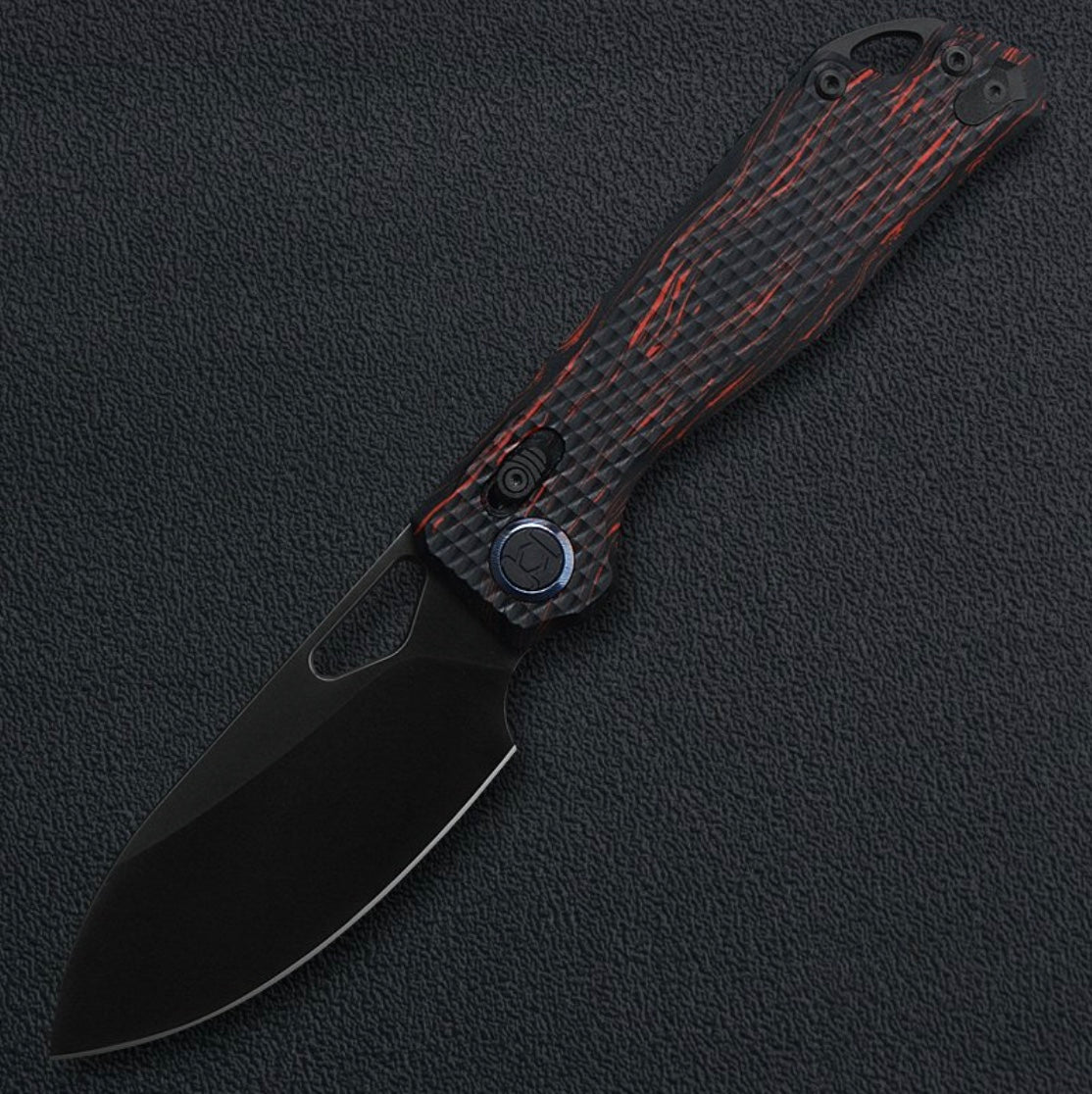 Kunwu Pulsar XL 3.87in Satin DLC Elmax Blade Red G-Mascus Handles X705XL-A2