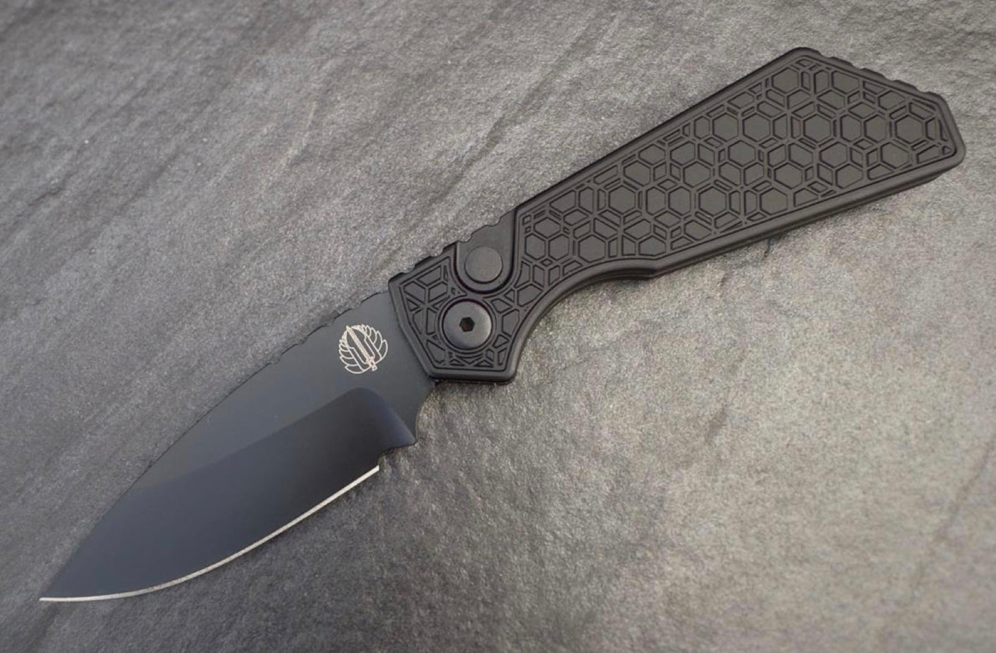 Pro-Tech PT207 Gridlock Strider PT+ Folding Knife 3.05in DLC Black Magnacut Blade Black Textured Handle