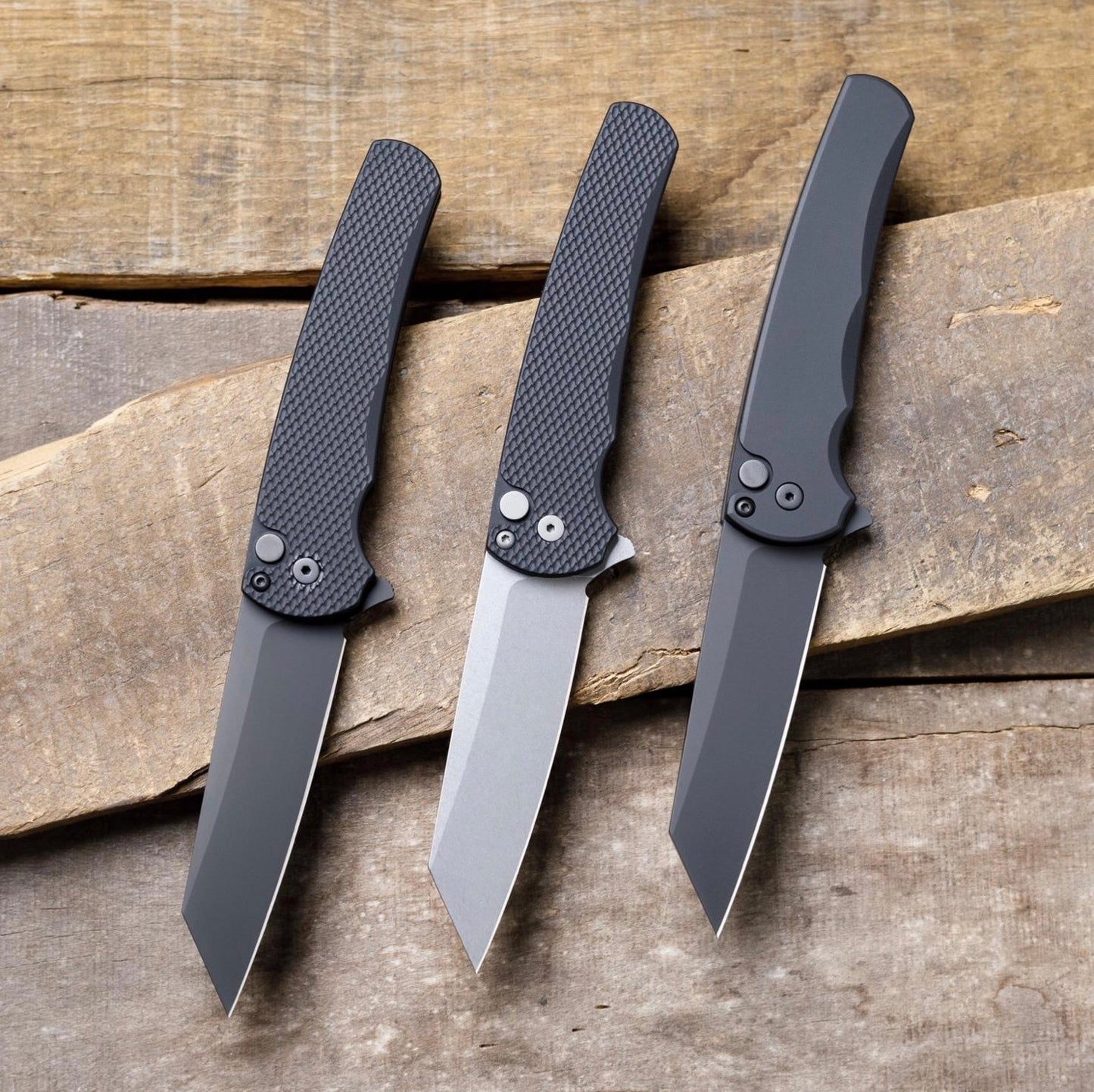 Pro-Tech Malibu 5406 Folding Knife Textured Black Handles DLC Black Magnacut Reverse Tanto Blade