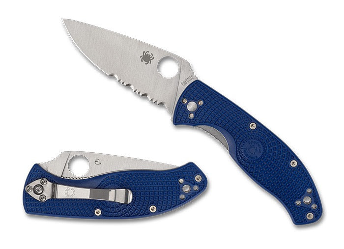 Spyderco Tenacious Blue FRN Handles Partial Serrated S35VN Steel Pocket Knife C122PSBL