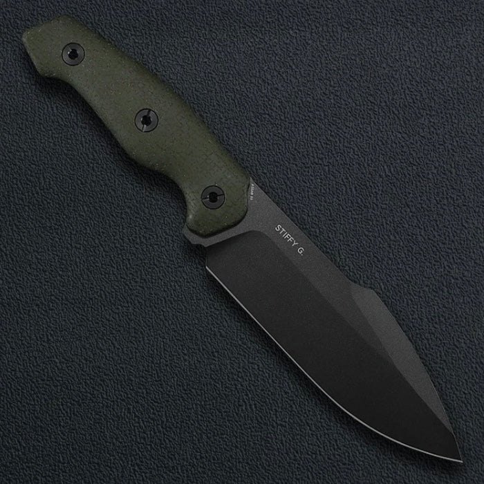 Kunwu Stiffy G F712-GN-1, 6.10″ Teflon ASSAB 88 Blade, Micarta, Fixed Blade, view 2