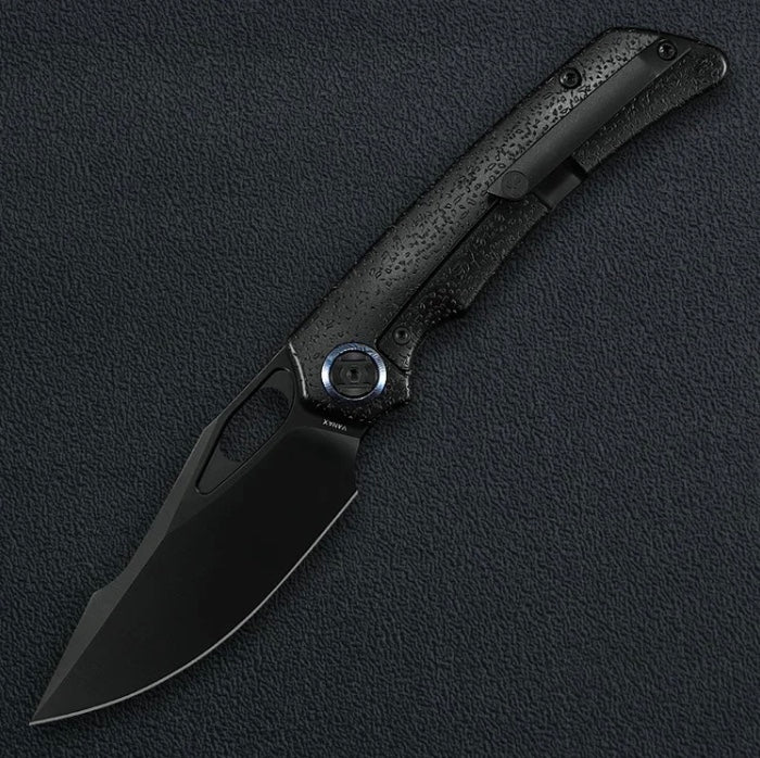 Kunwu Jericho K713T-R1-4, 3.43″ DLC Vanax Blade, TC4 Titanium Timascus Inlay, Frame Lock, view 2