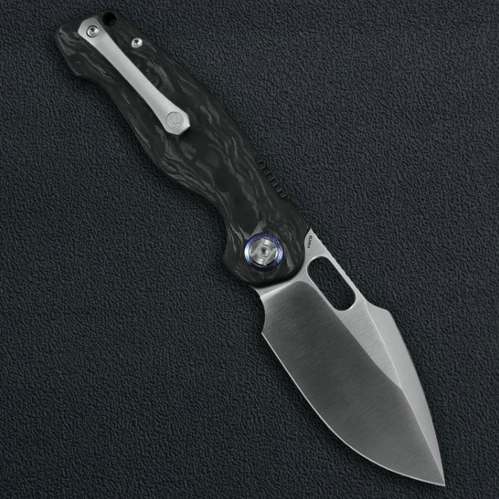 Kunwu Gringo B712-CF-2, 3.62″ Satin ELMAX Blade, Carbon Fiber, Verta Lock, view 2