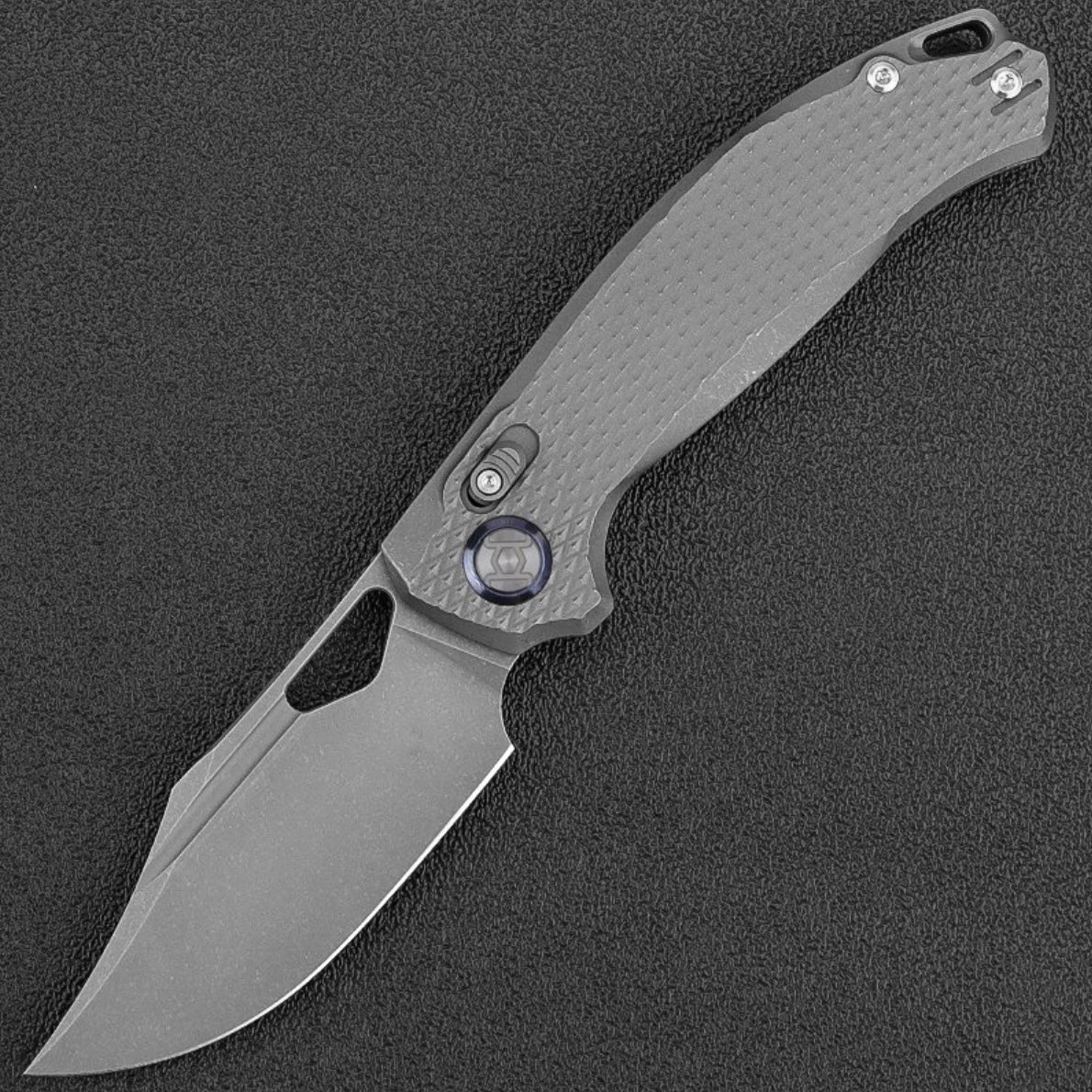 Kunwu Django XL X707XLT-1S, 3.70″ Stonewash ELMAX Blade, Titanium Handle, Frame Lock