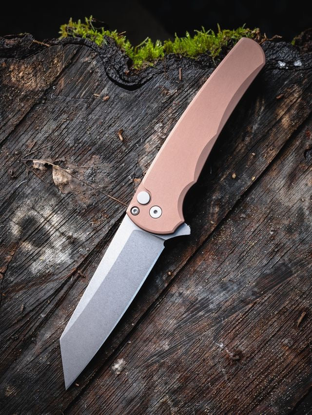Pro-Tech 5401-FDE Malibu Button Lock Flipper FDE Handle Stonewash Magnacut Reverse Tanto Blade