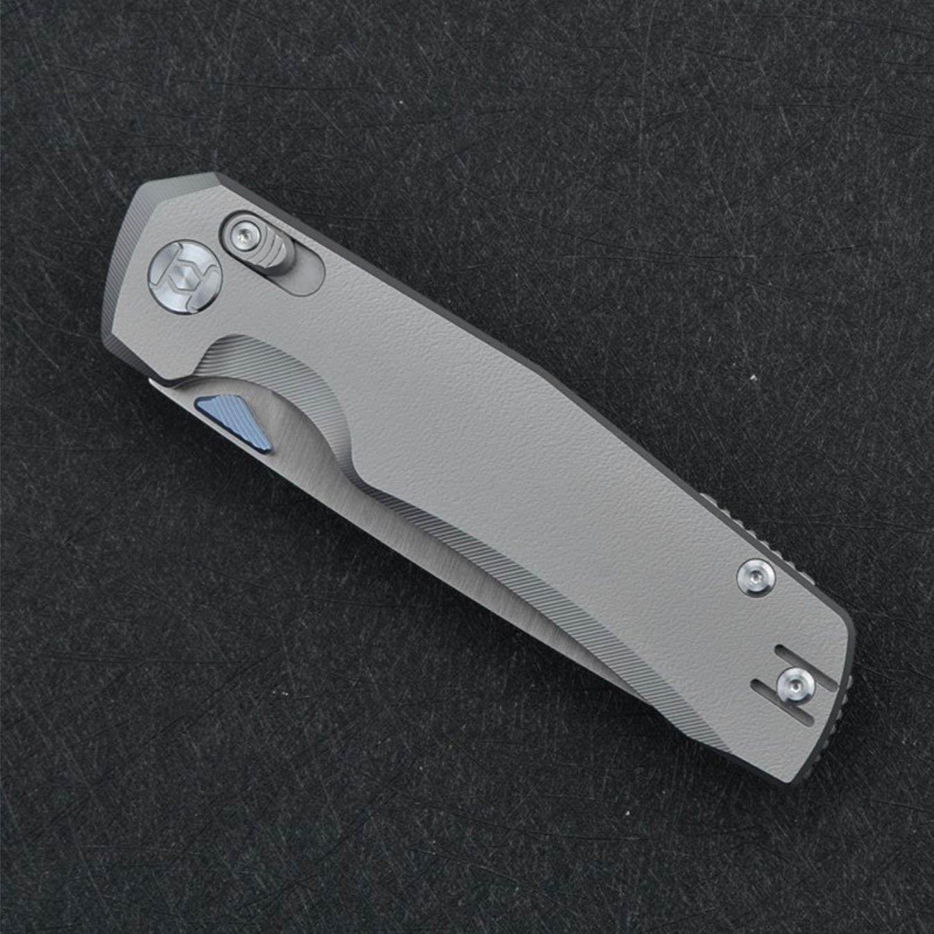 Kunwu X-TAO Titanium X703T, 3.54″ Satin ELMAX Blade, Titanium, Frame Lock, view 2
