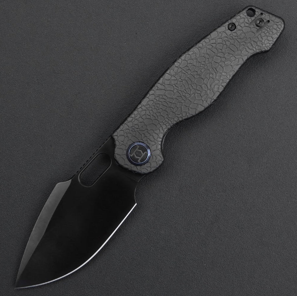 Kunwu Gringo – 3.66″ Satin DLC S390 Blade, Stonewashed DLC Titanium Handle (K712T-3)