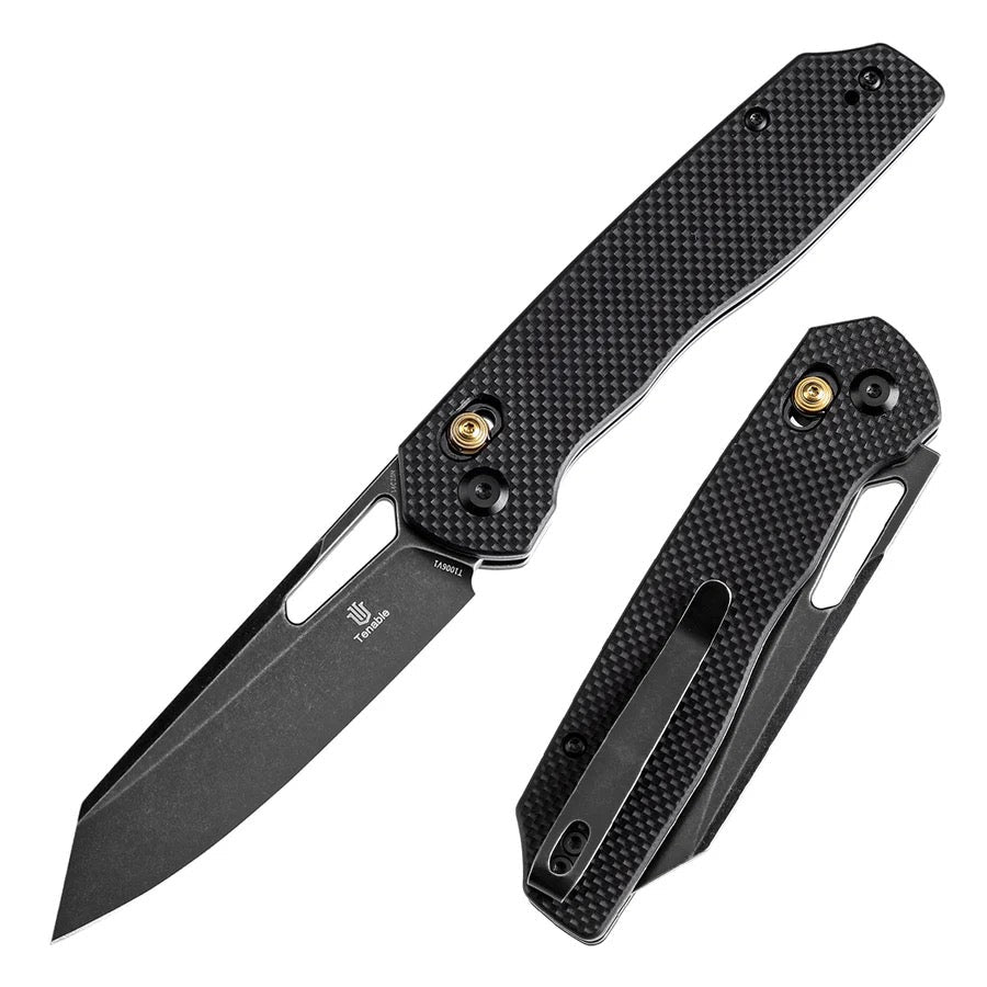 Tenable Shard Cross Bar Lock 3.47in Blackwash 14C28N Blade Black G10 Handle - T1006V1