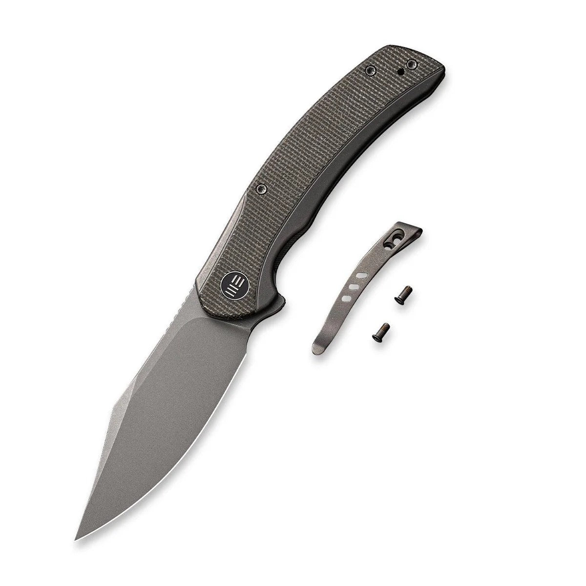 We Knife Snick WE19022F-5 Folding Knife 3.47in CPM-20CV Stonewashed Blade Titanium w/ Micarta Inlay Handles