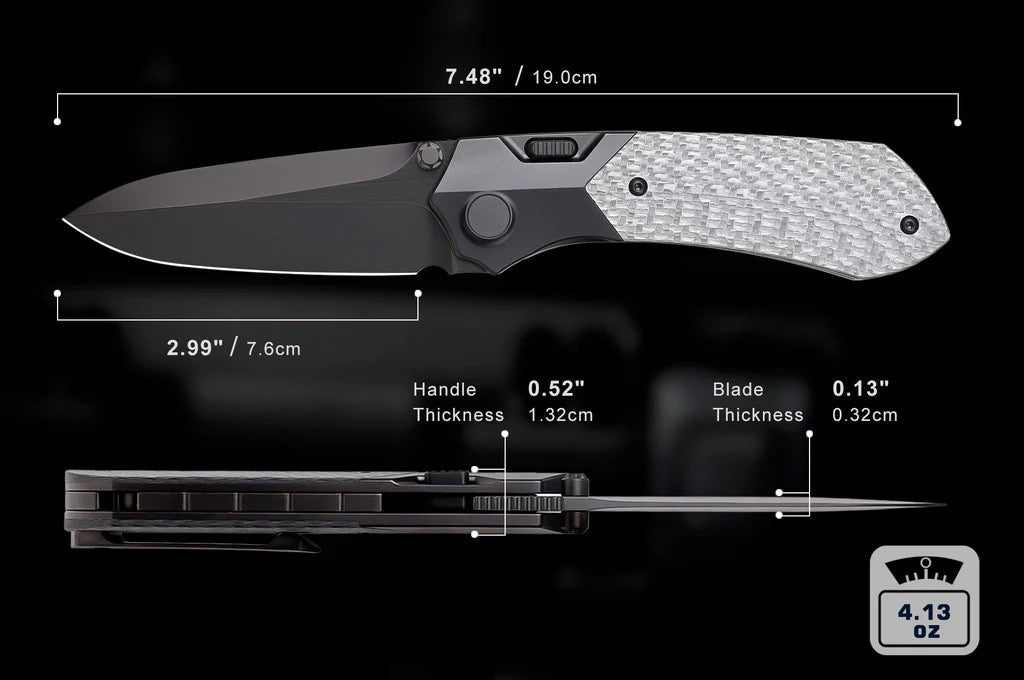REMETTE RT-Meteor 2.99in Black DLC M390 Blade Titanium + Twill Carbon Fiber Handle RTPT-BD