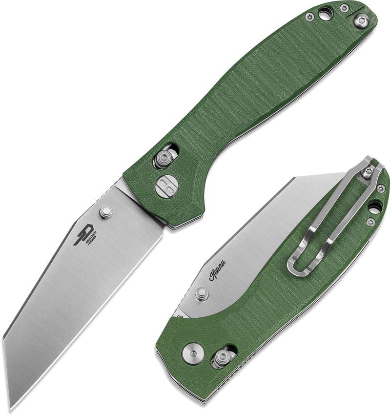 BESTECH Liger BG61B Green G10 Handle 3.61 in D2 Blade