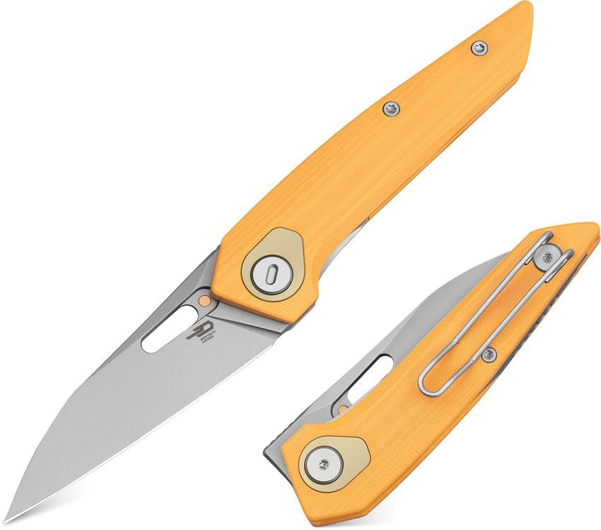 BESTECH VK-VOID G10 BG63A Yellow G10 Handle 2.854" Bead Blasted M-CUT Blade
