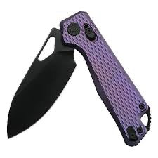 Kunwu Pulsar 3.34in DLC Elmax Blade Purple Diamond Texture Titanium Handle X705T-3