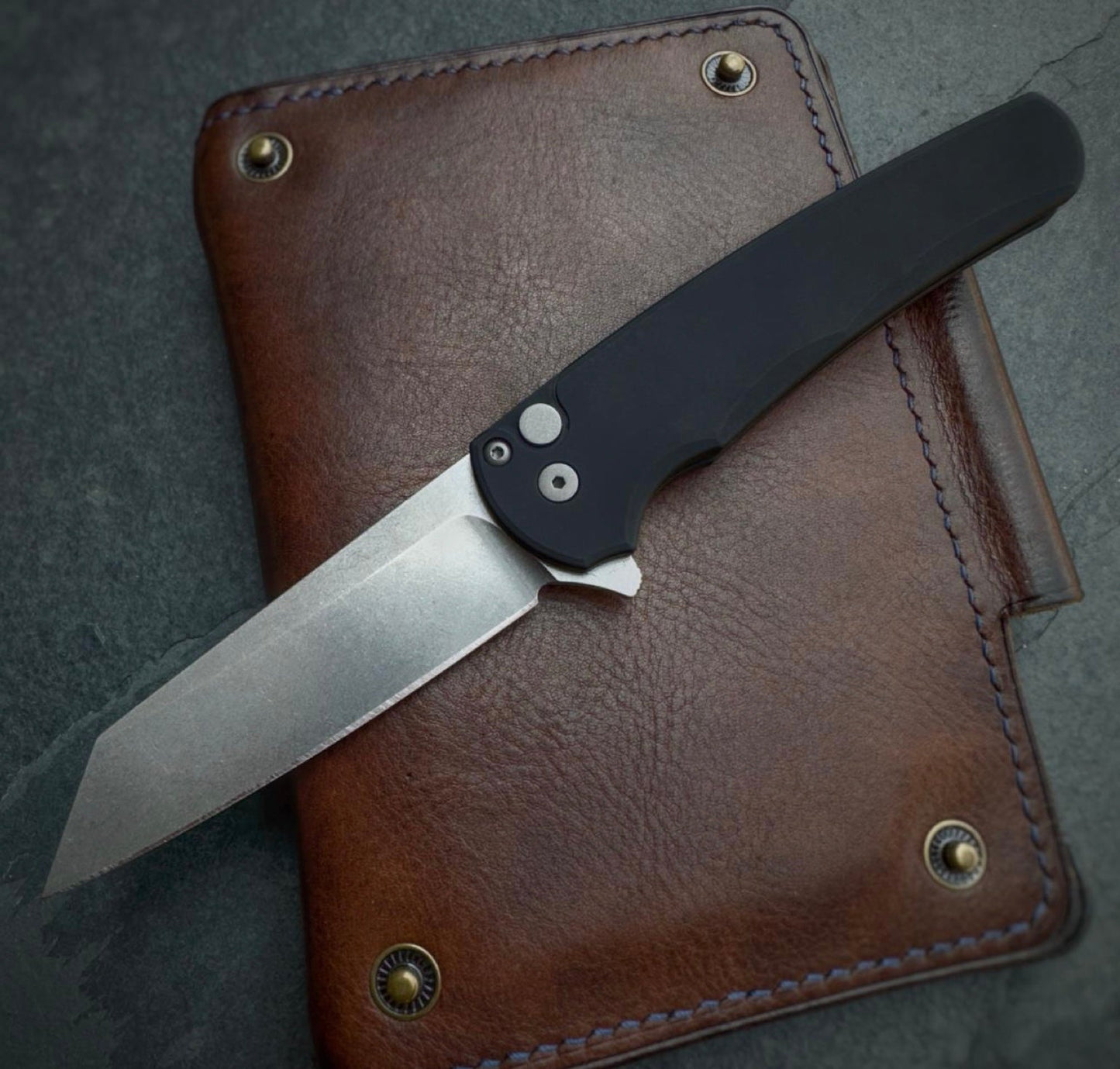 Pro-Tech Knives Malibu 5401 Manual Flipper Folding Knife 3.25in Magnacut Blade Black Aluminum Handles