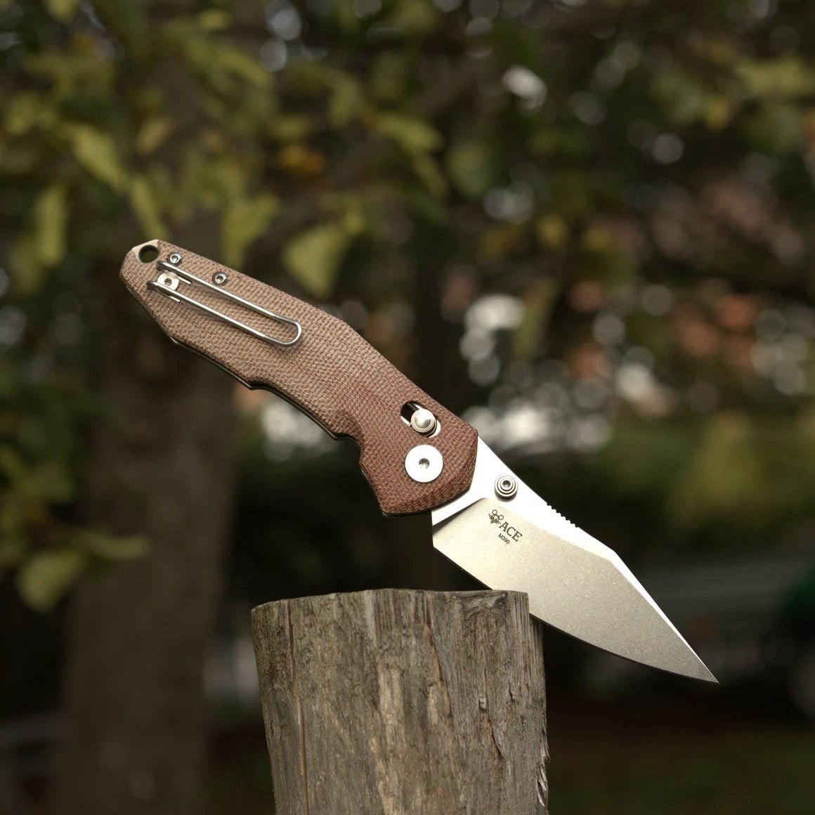 Giant Mouse ACE Nazca 3.15in Böhler M390 Microclean Stainless Steel Natural Canvas Micarta Handle