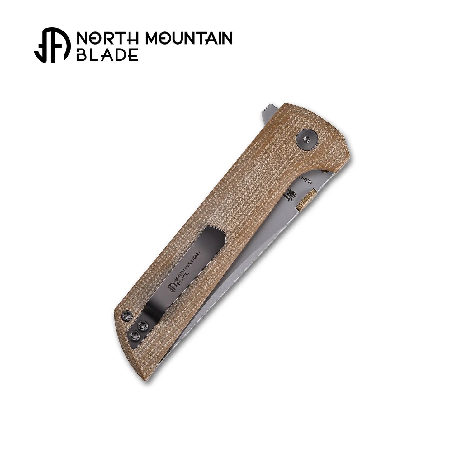 North Mountain Blade CHOP 2 2406-YLMCT button lock and .45-style thumb disc detail