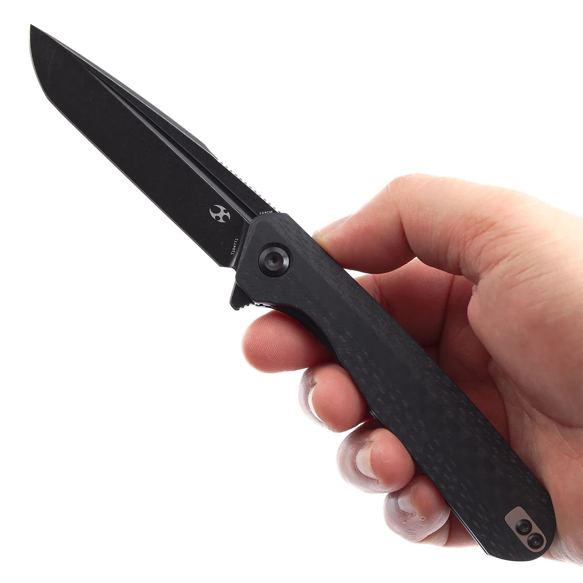 Kansept Qilin 3.43in 154CM Backwashed Blade Black Carbon Fiber & G10 Handle - T1047T1