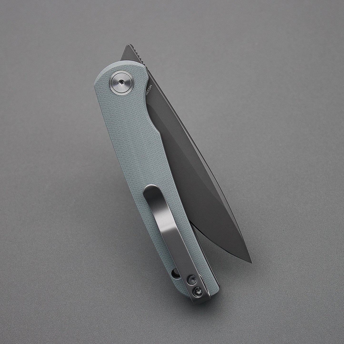 Miguron Akri Front Flipper Knife 3.18" 14C28N Dark Grey PVD Blade Grey G10 Handle MGR-801DGS