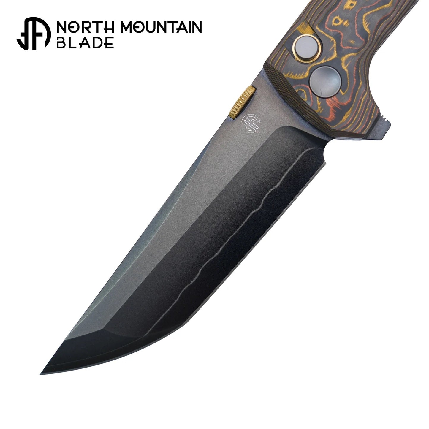 North Mountain Blade 2406-CUCF-DLC chop2 copper carbon fiber blade closeup