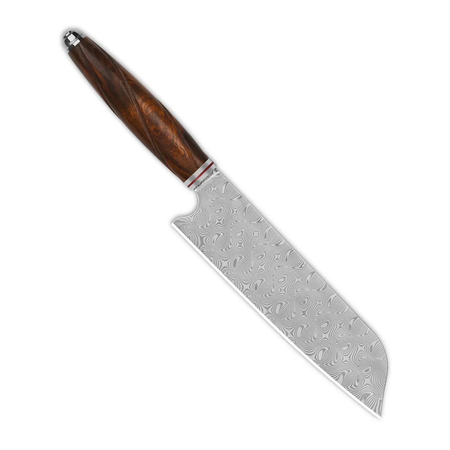 Santoku 7" Laminated Damasucus Desert Iron Wood QS-KK-002B