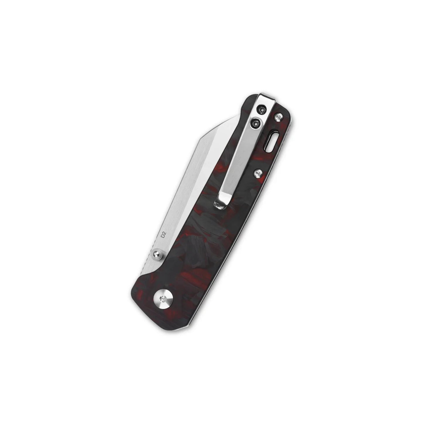 QSP Penguin 3.06" D2 Red Shredded Carbon Fiber Overlay G10 QS130-TRD