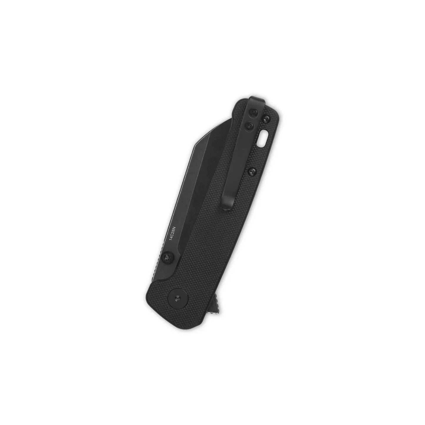 QSP Penguin Button Lock 14C28N Black Stonewashed Blade Black G10 QS130BL-A2