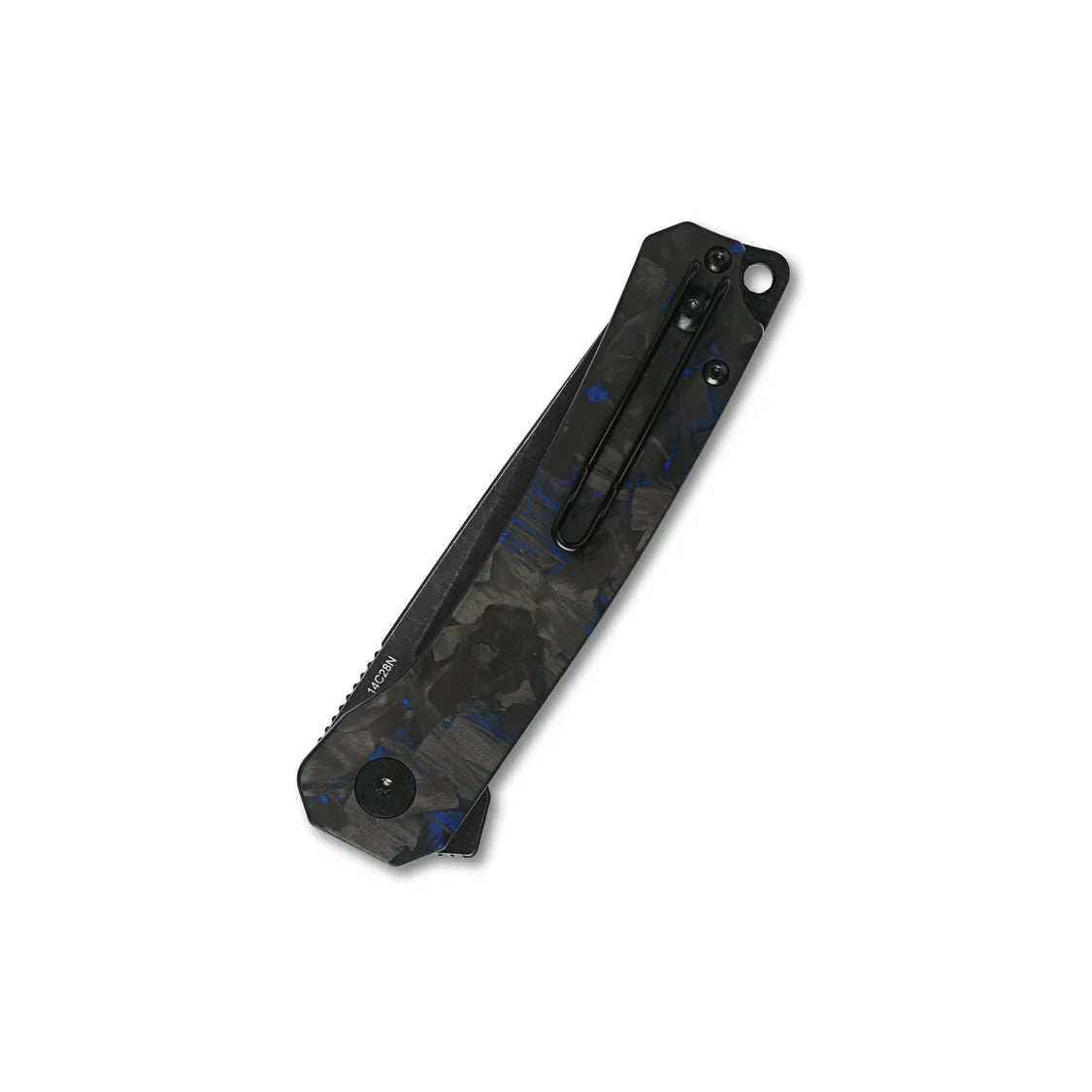 QSP Knife Osprey 3.25" 14C28N Blue Shredded Carbon Fiber Overlay G10 QS139-G2
