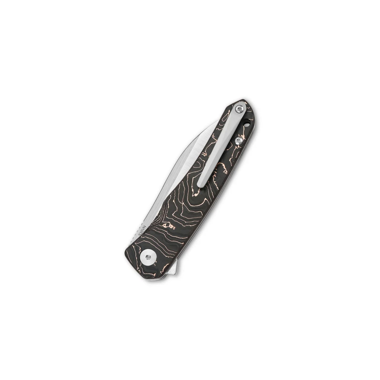 QSP Otter 2.7" S35VN 2 Tone Satin Blade Copper foil carbon fiber QS140-B1