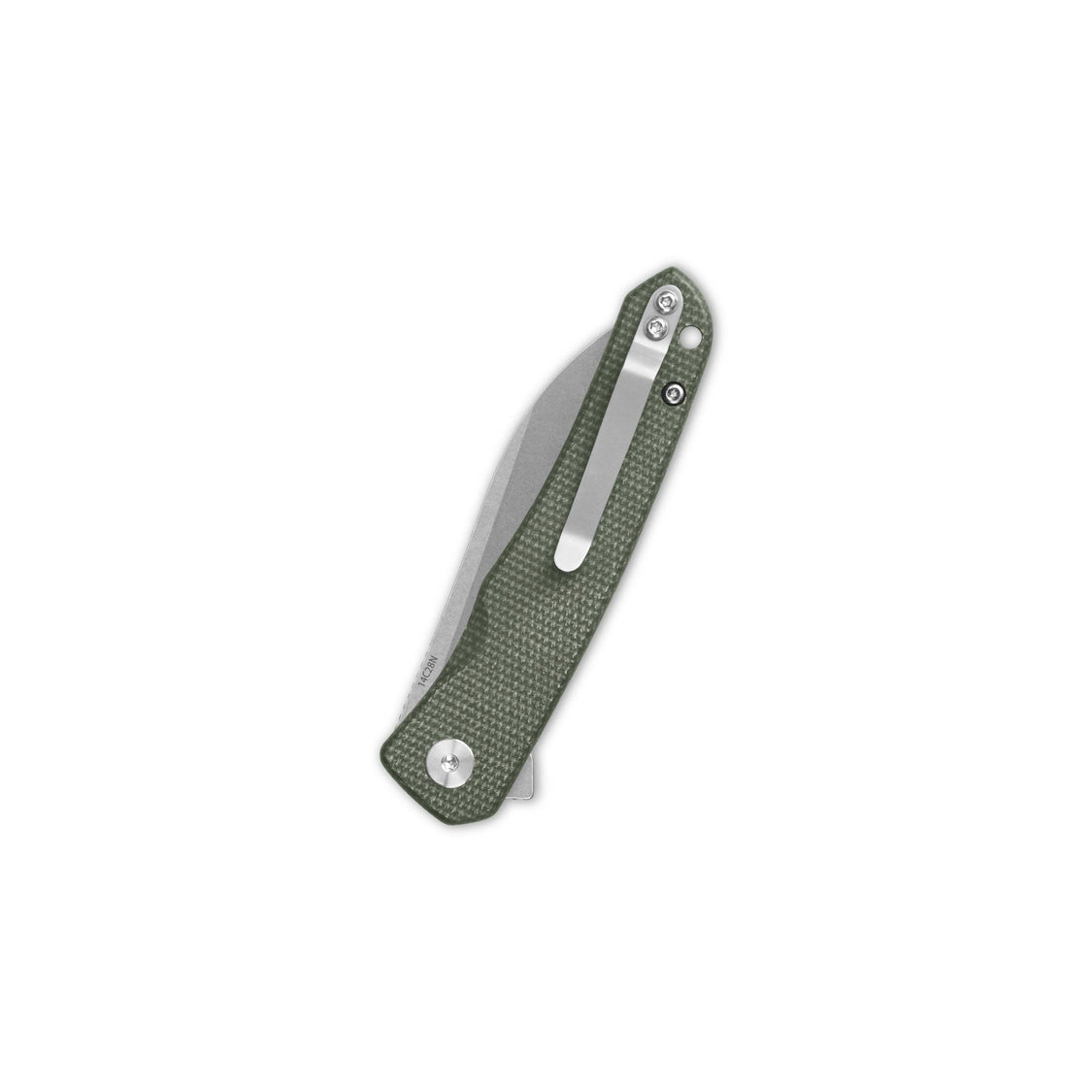 QSP Otter Liner Lock Pocket Knife 14C28N Blade Green Micarta Handle