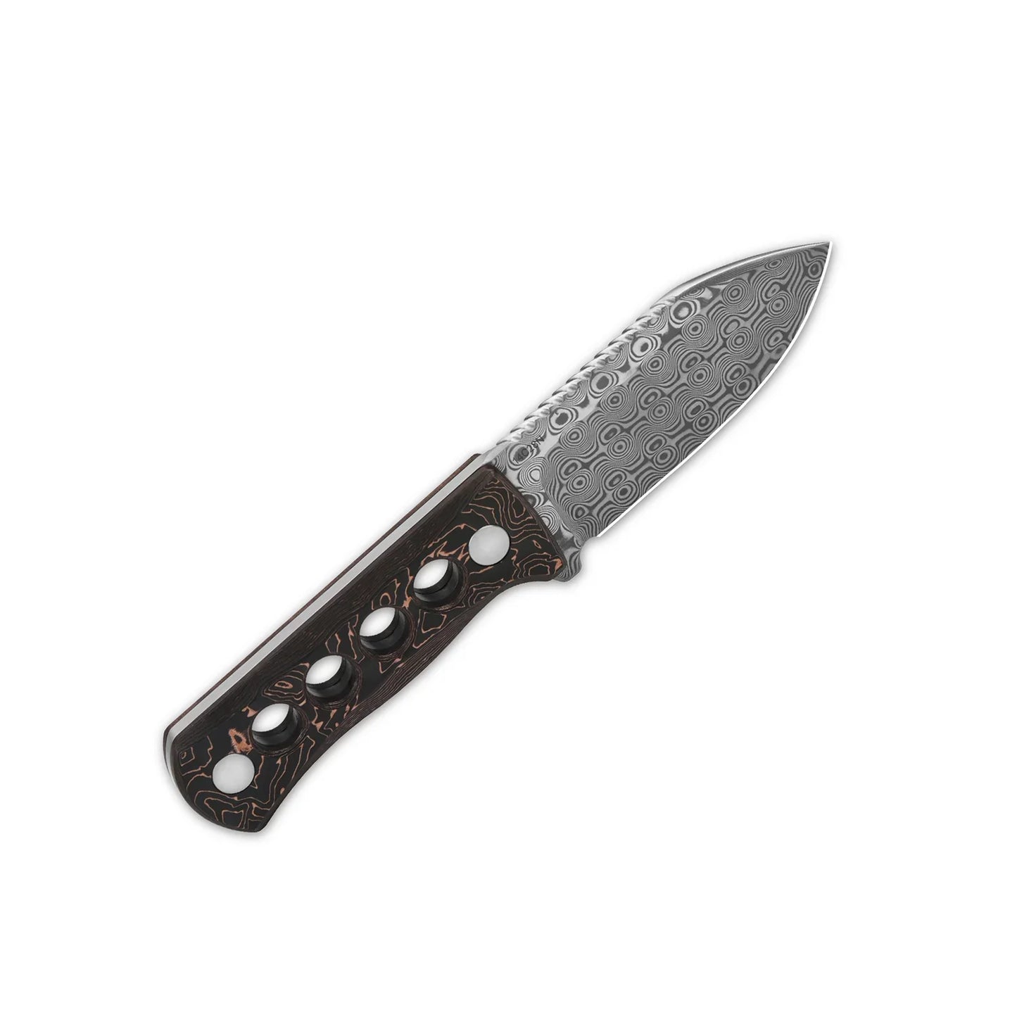 QSP Canary Neck Knife 2.50" Lamilated Damascus Aluminum Foil CF, Copper Foil CF QS141-F