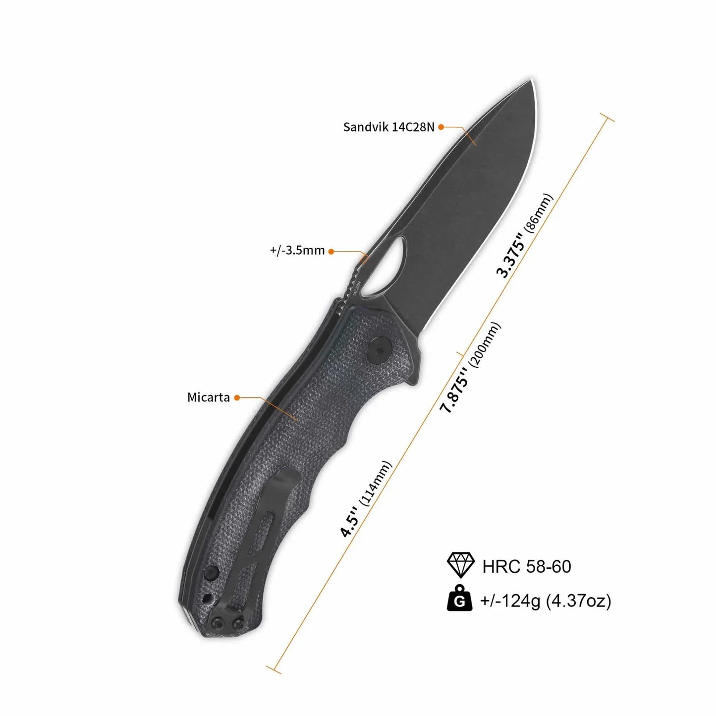 QSP Gorilla 3.375" 14C28N Black Micarta QS153-A1
