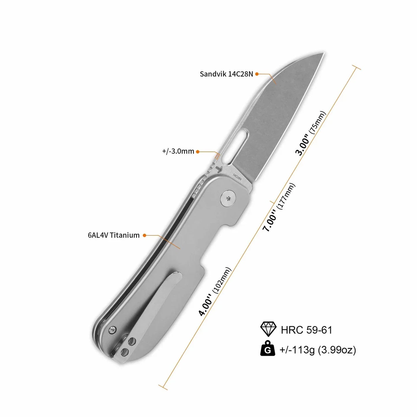QSP Variant PE 3.00" 14C28N Titanium QS154-E