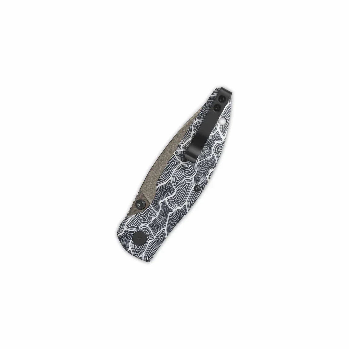 QSP Knife Turtle Punk 3.5'' 14C28N, Champagne Ceramic Coated Black/White G10 QS158-B2