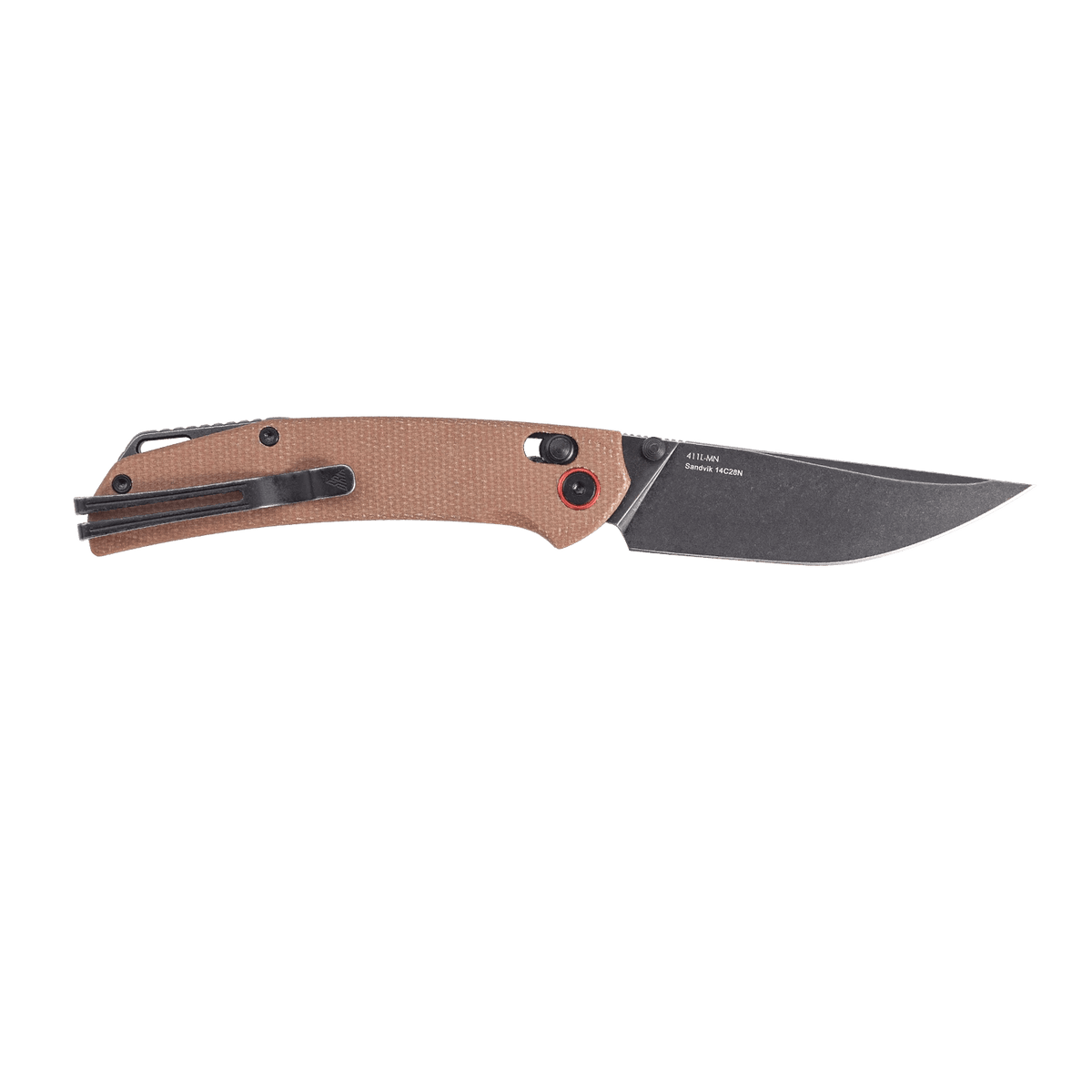 SRM Asika 411L-MN Folding Knife – 3.46" 14C28N Clip Point, Black PVD, Micarta Handle