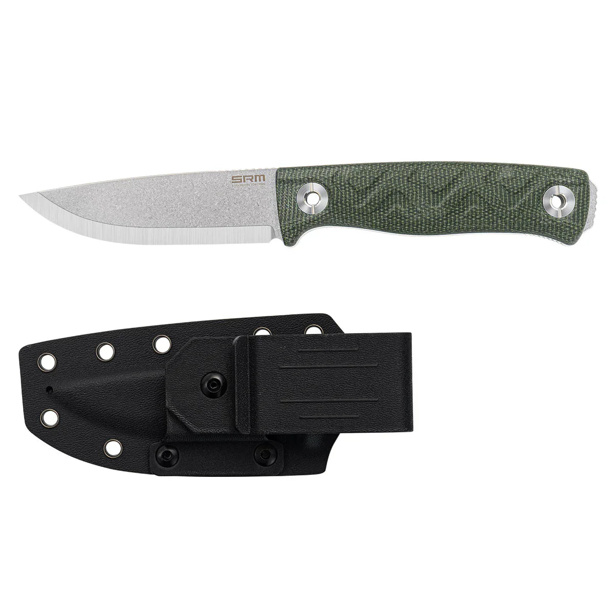 SRM Bushcraft Bushcut 3.1" 14C28N,HRC57~59 OD Green Micarta SRM 702T-MP