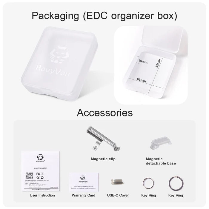 RovyVon Aurora A7 USB-C GITD Sky Blue Keychain Flashlight (3rd Generation) Luminus SST-20 6500K LED