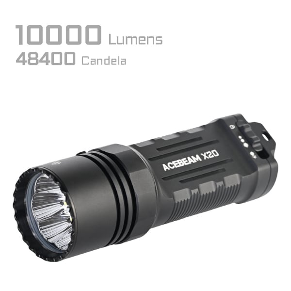 Acebeam X20-R – 10,000 Lumen USB-C Rechargeable Dual Switch Searchlight | 440m Beam, IP68 Waterproof