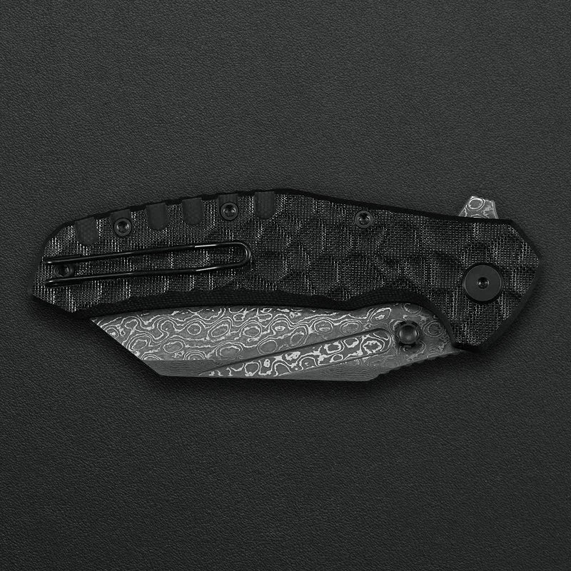 Critical Strike Shamu B510-BKTM VG10 folding knife, button lock detail