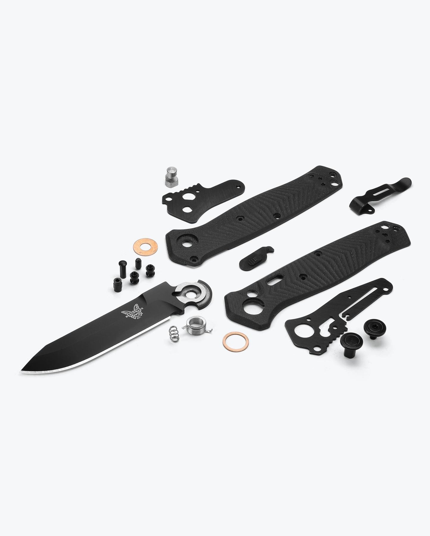 Benchmade Mediator 8551BK exploded parts view – push-button automatic mechanism components