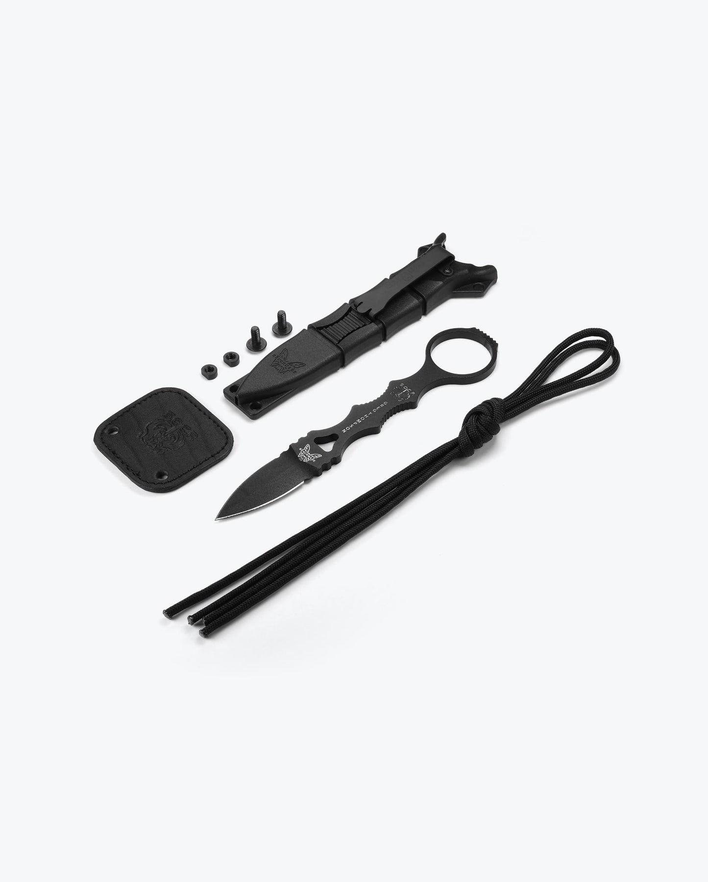 Benchmade Mini SOCP 173BK complete kit exploded view with sheath and accessories