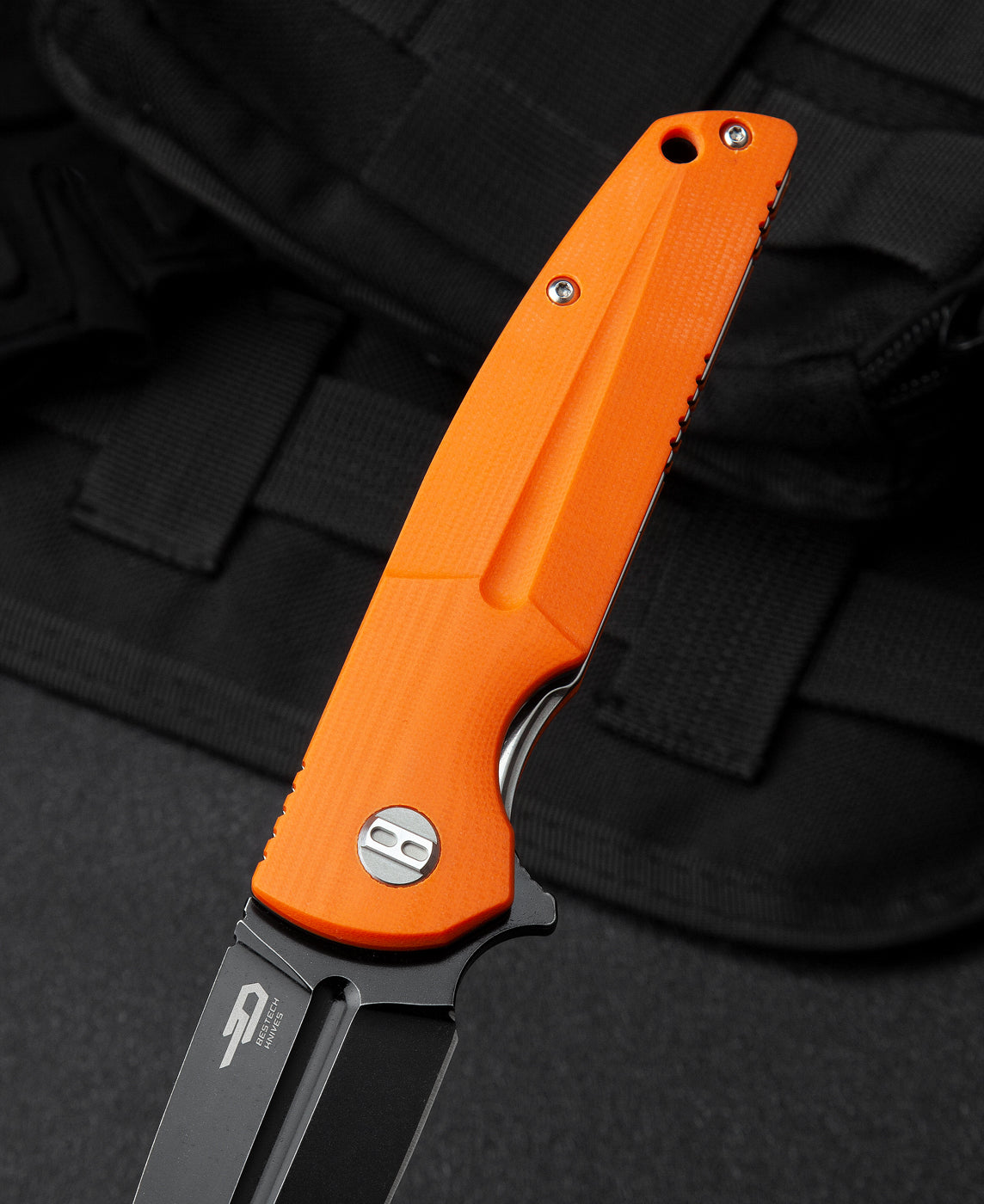 Bestech FIN BG34B-3 orange G10 handle – high-visibility orange scales for outdoor and field use
