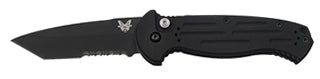 Benchmade AFO II 9052SBK open position showing black 154CM tanto blade and combo edge