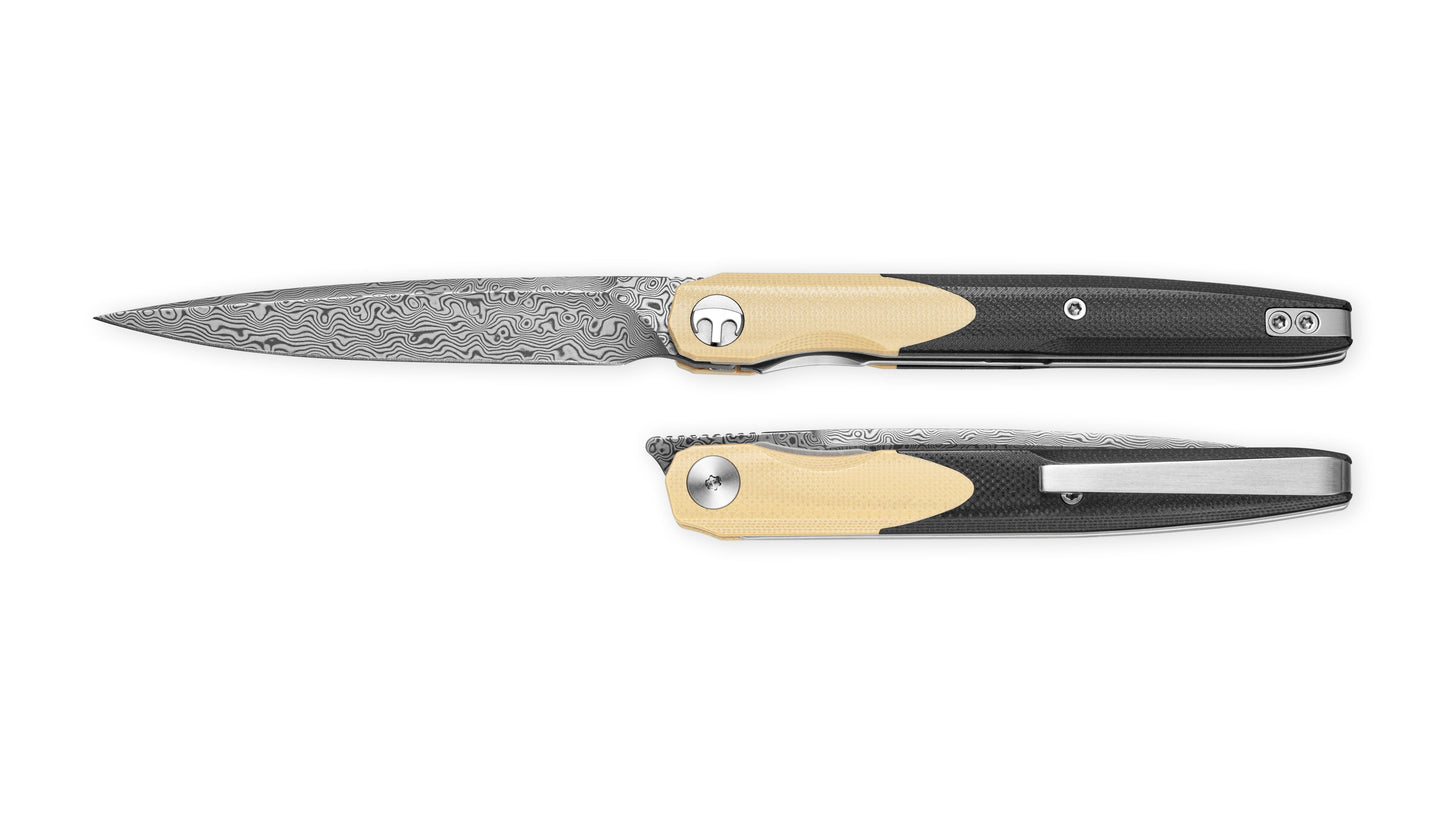 Bestechman LANZA BMK14-D-2 khaki and black G10 handle – two-tone scales, liner lock spine