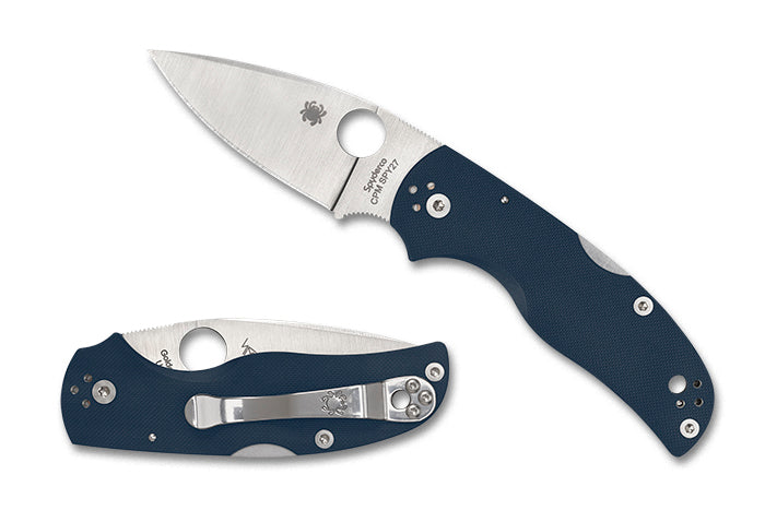 Spyderco Native 5 Lockback – 2.95" Satin CPM-SPY27 Drop Point Blade, Cobalt Blue G-10 Handles – C41GPCBL5