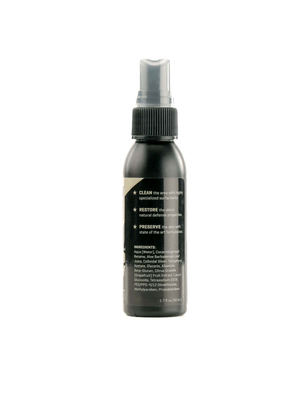 Combat One Field Spray COM-1.7oz back label with directions and ingredients
