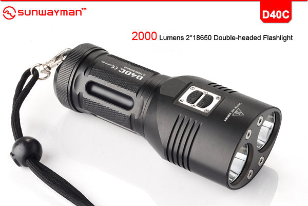 Sunwayman D40C 2 x 18650 / 4 x CR123A Dual CREE XM-L2 U2 2000 Lumen LED Flashlight
