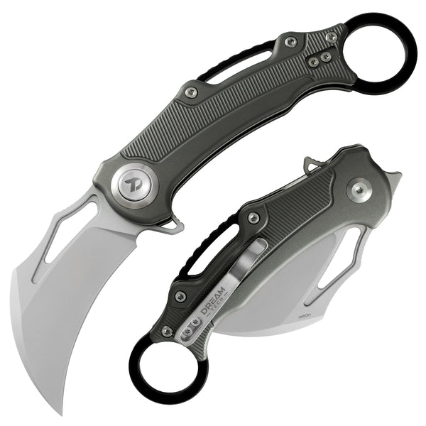 Dreamtech D4221AG – 14C28N Pocket Knife, Aluminum Handle, Button Lock
