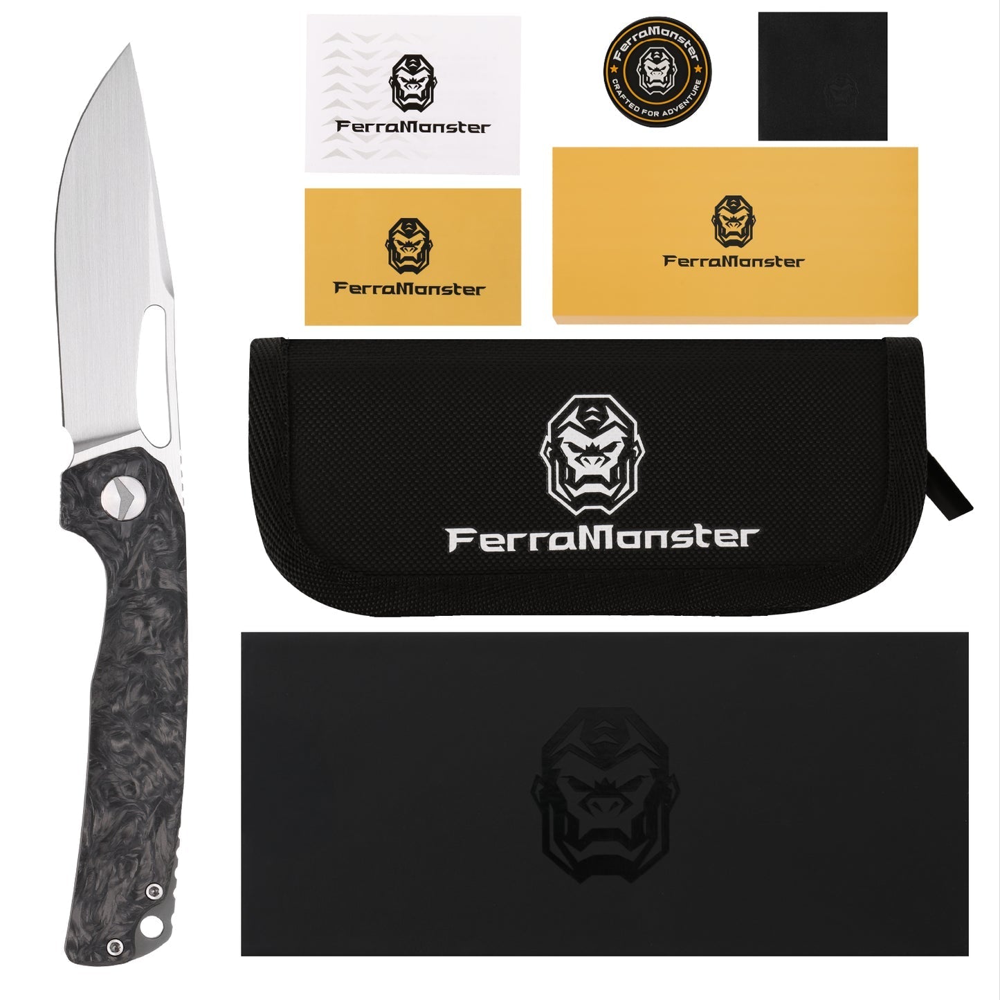 FerraMonster FERROX FM23006-B – M390 FatCarbon titanium frame lock folder